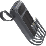 Spello ForcePack 5in1 20000mAh napelemes powerbank 4 beépített kábellel SP25 – szürke